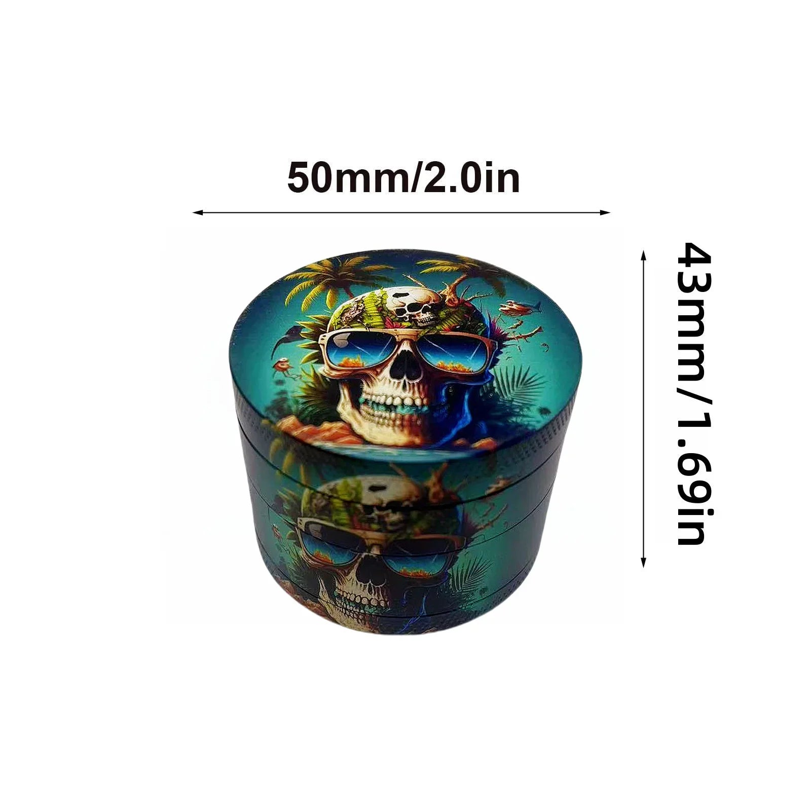 50mm Metal Skull Herb Grinder 4-layer Spice Pepper Crusher Mill Tobacco Grass Grinder Cigarette Kitchen Tool Smoking Accessories
