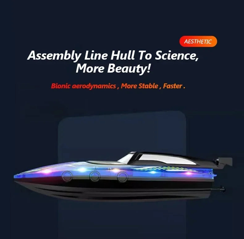 RC Boat with LED Light, 2.4GHz Full Proportional Remote Control Boat for Pool & Lake – 30 Min Run Time,Kids Toys & Birthday Gift