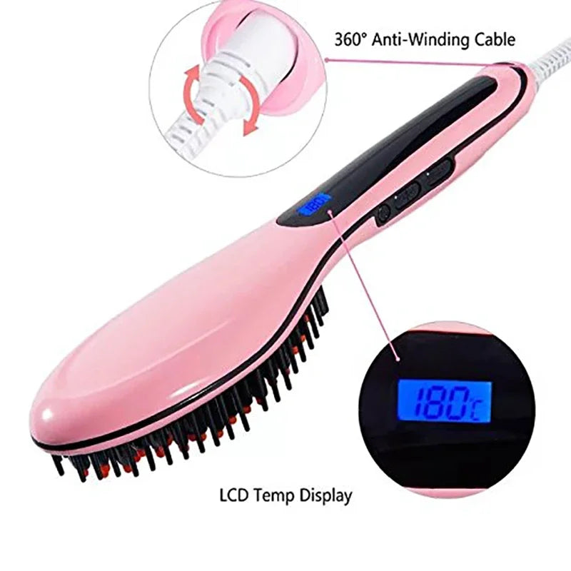 Electric Hair Straightener Ceramic Hot Combs Straightener Heating Combs Men Beard Straightener Brush Profissional Styling Tools