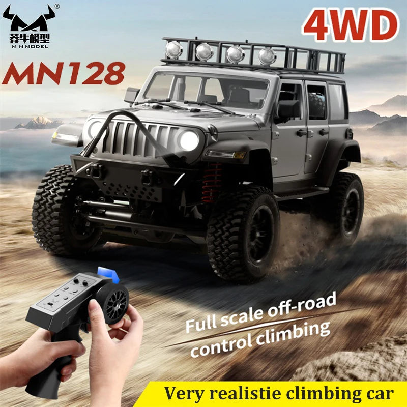 MN128 1/12 RC Car 4WD Jeep Model 2.4G Remote Control LED Light 4X4 Off Road 4WD Climbing RC Truck Electric Toy Car Gift for Boy