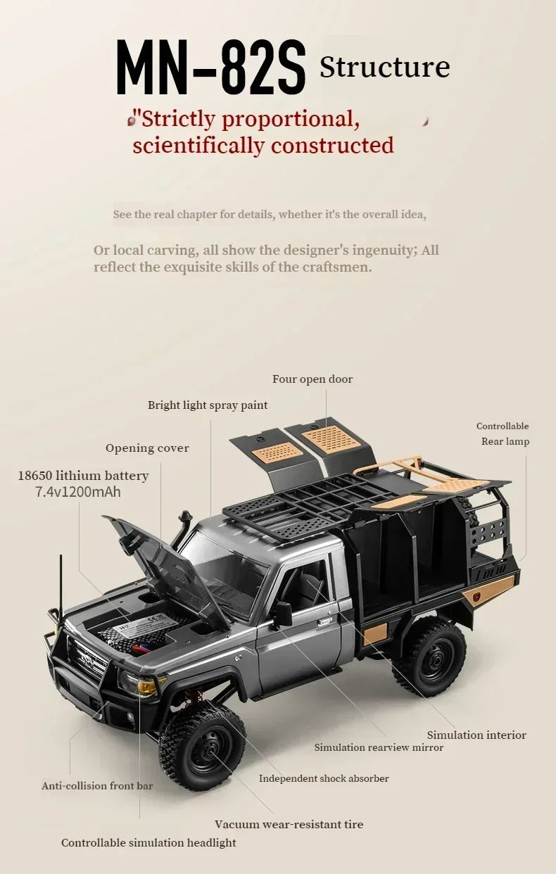 MN128 1/12 RC Car 4WD Jeep Model 2.4G Remote Control LED Light 4X4 Off Road 4WD Climbing RC Truck Electric Toy Car Gift for Boy
