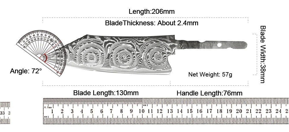Amber Rose Pattern VG10 damascus steel kitchen blade chef knife kiritsuke nakiri santoku japanese petty DIY blade