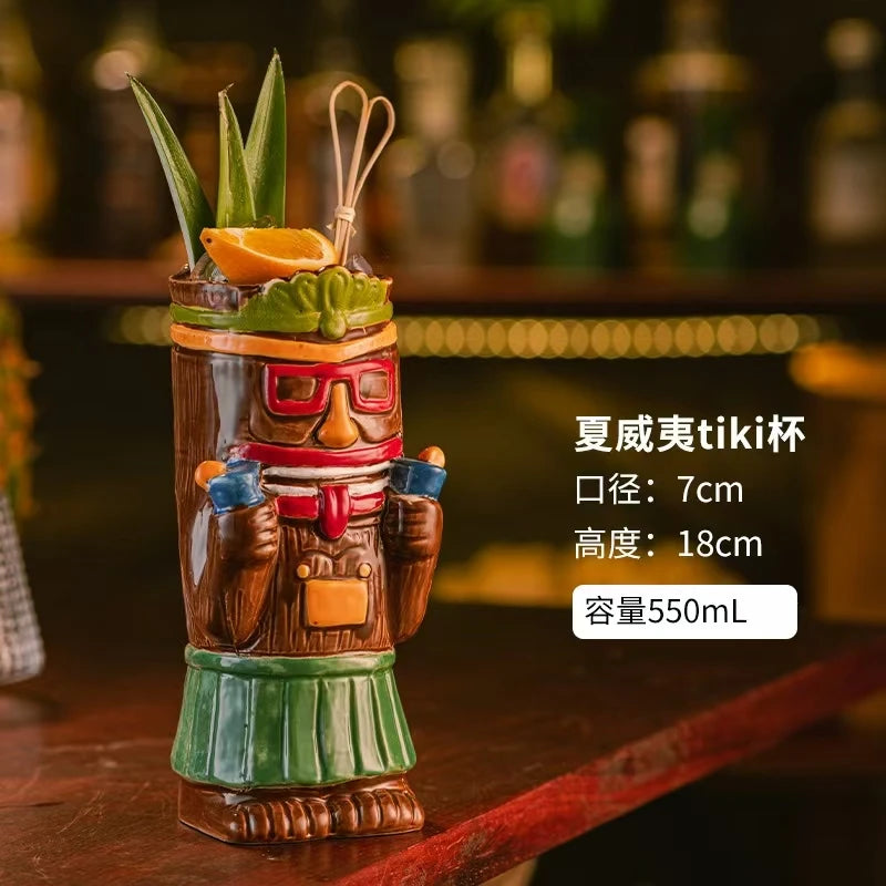 Hawaiian Cocktail Glass Cup,Ceramic Tiki Mug,Samiff Bar Glass,Personality Drinking