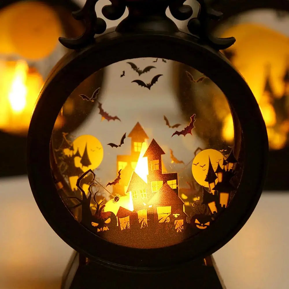Halloween Lantern Halloween Decor Retro Decor Battery Lantern Flameless LED Candle Lantern Halloween Vintage Lantern ﻿