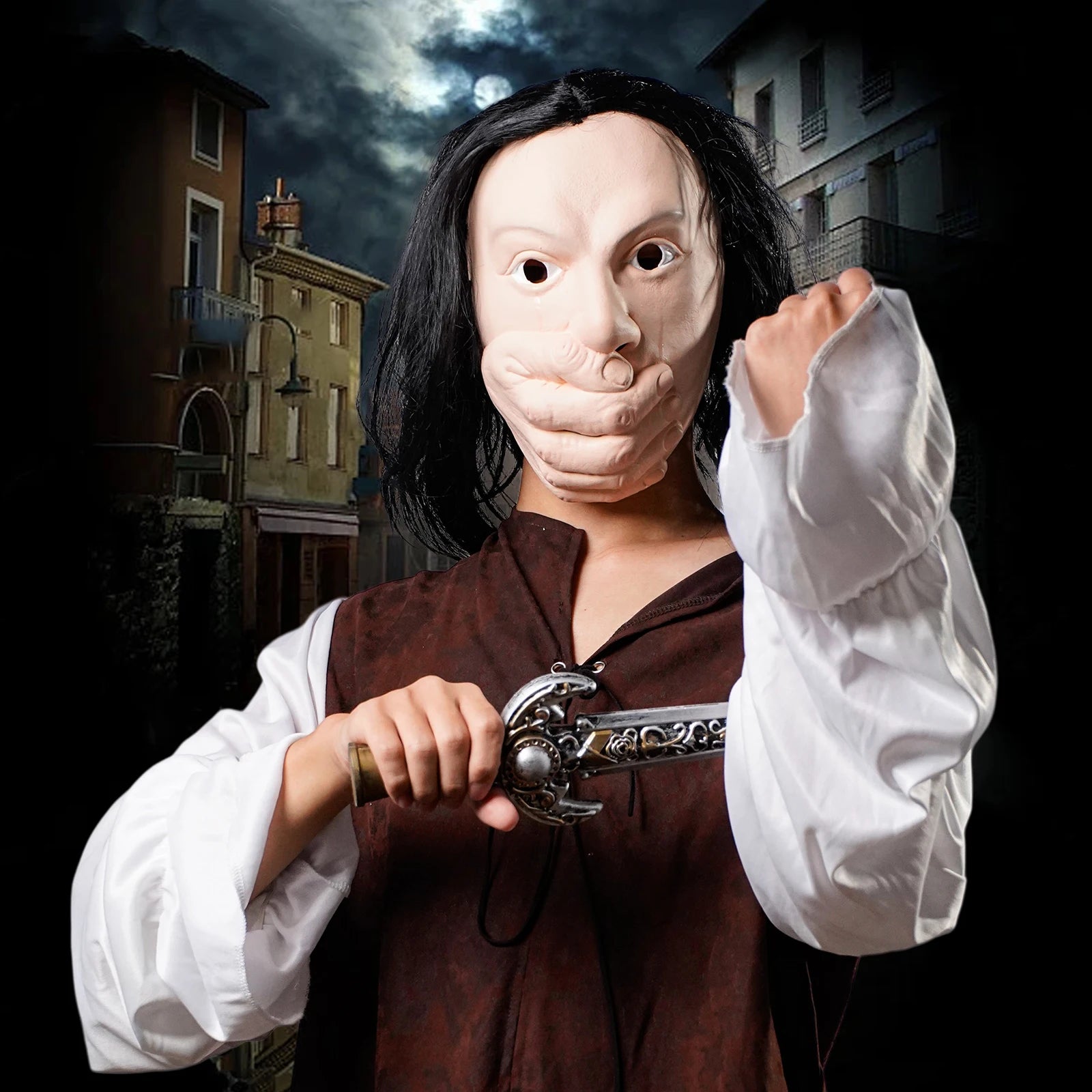 Horror masks, role-playing, and pranks - with detailed hair and facial features - makeup activities, Halloween costumes