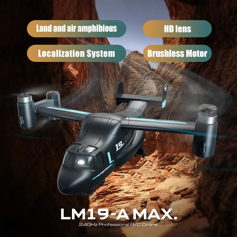 JIKEFUN LM19 Max RC UAV Osprey Helicopter with Camera 4K HD Fly Around Remote Control Drone Brushless Quadcopter Toys for Adults
