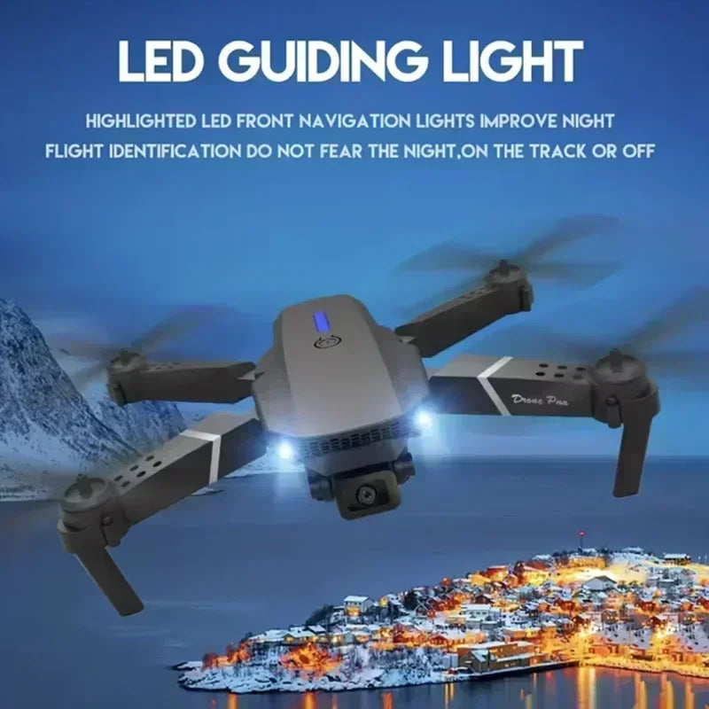 E88 Pro WiFi FPV Drone. Wide-angle HD 4K/1080P camera, height hold, foldable. Ideal RC quadcopter toy for Christmas boys gift.