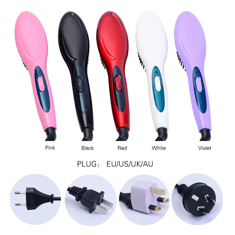 Electric Degital Control Antiscaled straightening simply Fast Hair Straightener Brush Comb Irons easy straight