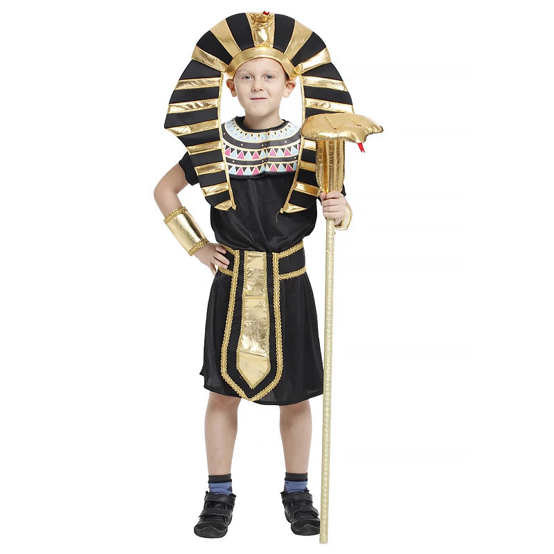 Halloween Child Ancient Egyptian King Pharaoh Cosplay Kids Fancy Dress Historical Theme Party Costume