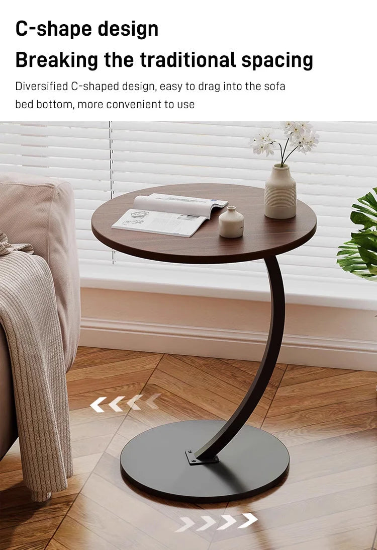 Small apartment light luxury bedside small coffee table round movable small table mini coffee table