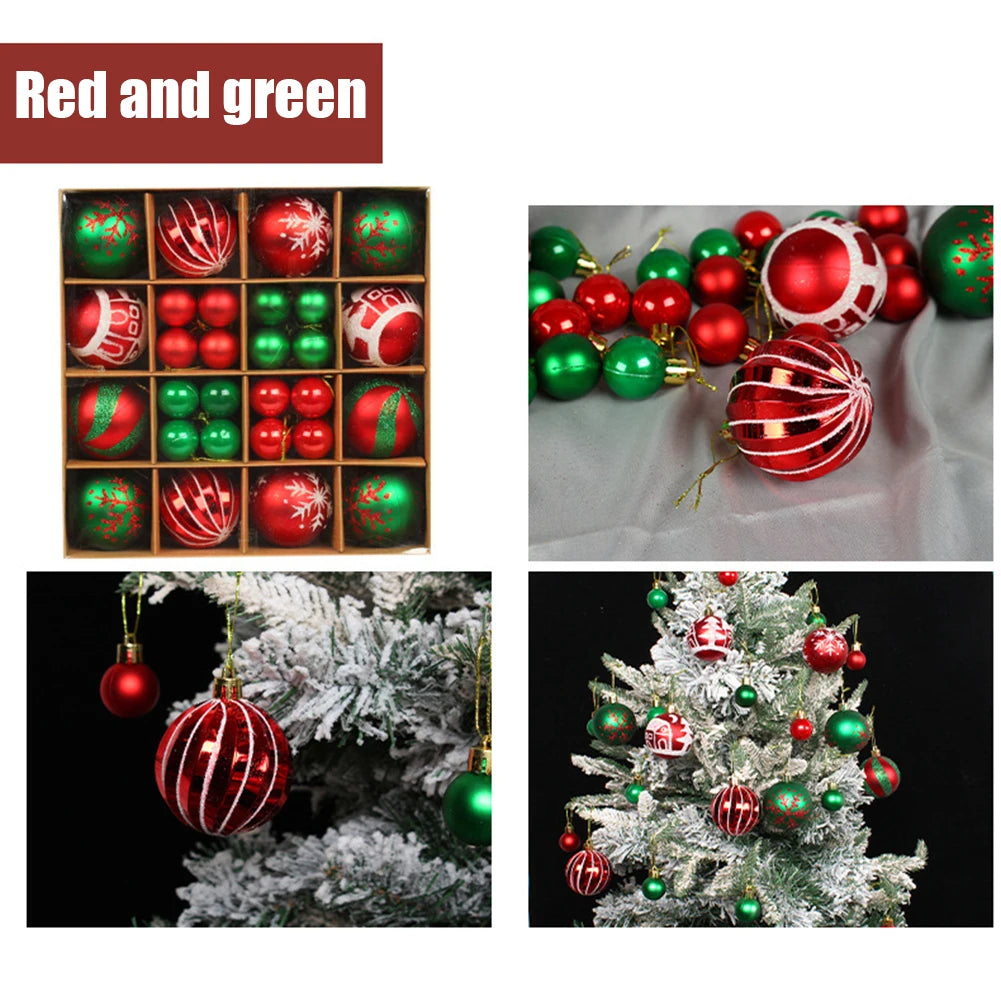 44pcs Color Balls Festive Party Supplies Hang Pendant Ball Creative Color Painted Atmosphere Decor for Indoor New Year Xmas Tree