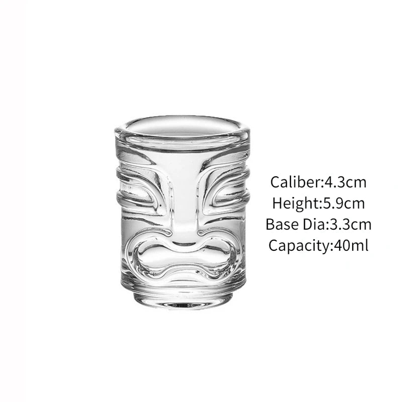 Creative Mini Tiki Glass Cup Shot Glasses Stacking Cups Cocktail Glass Tiki Cup Set With 6 Holes Tray Tiki Bar Accessories