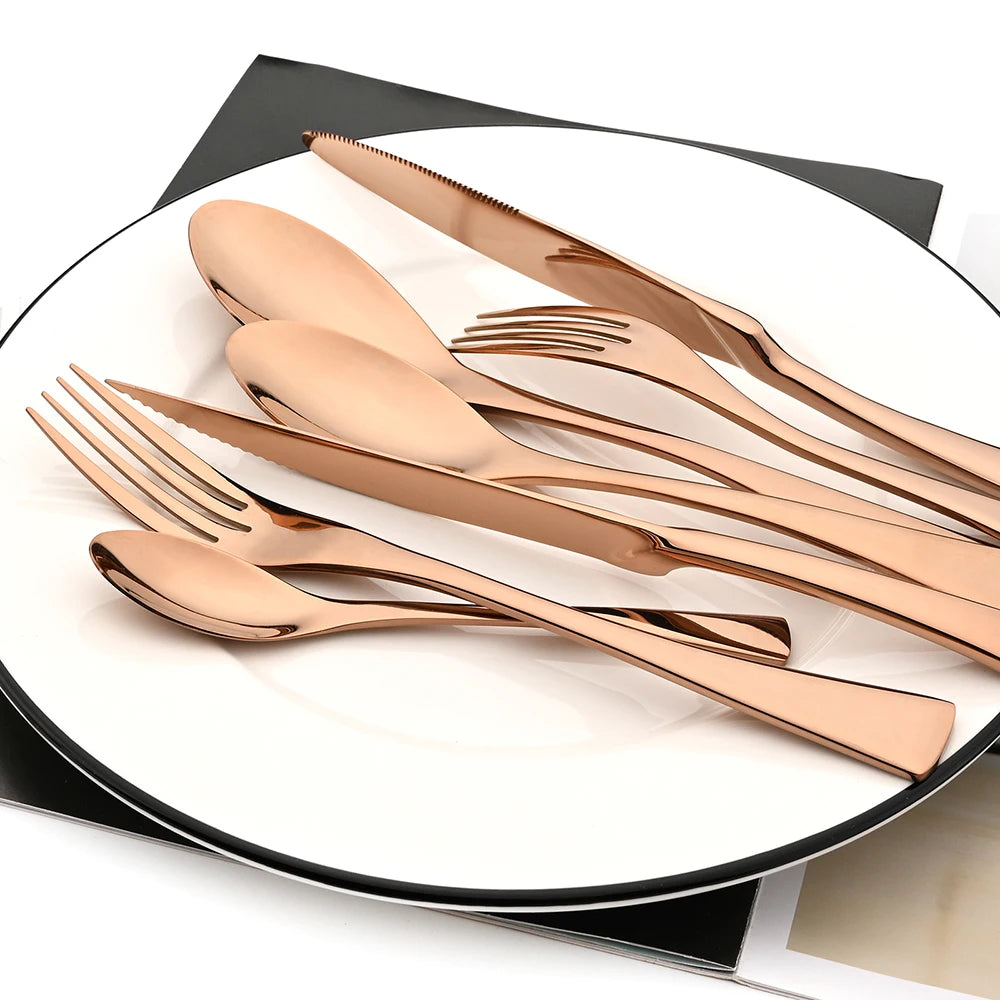 4Pcs Dinner Mirror Knife Set Stainless Steel Cutlery Gold Silverware Kitchen Flatware Western Dinnerware Restaurant Steak Knives