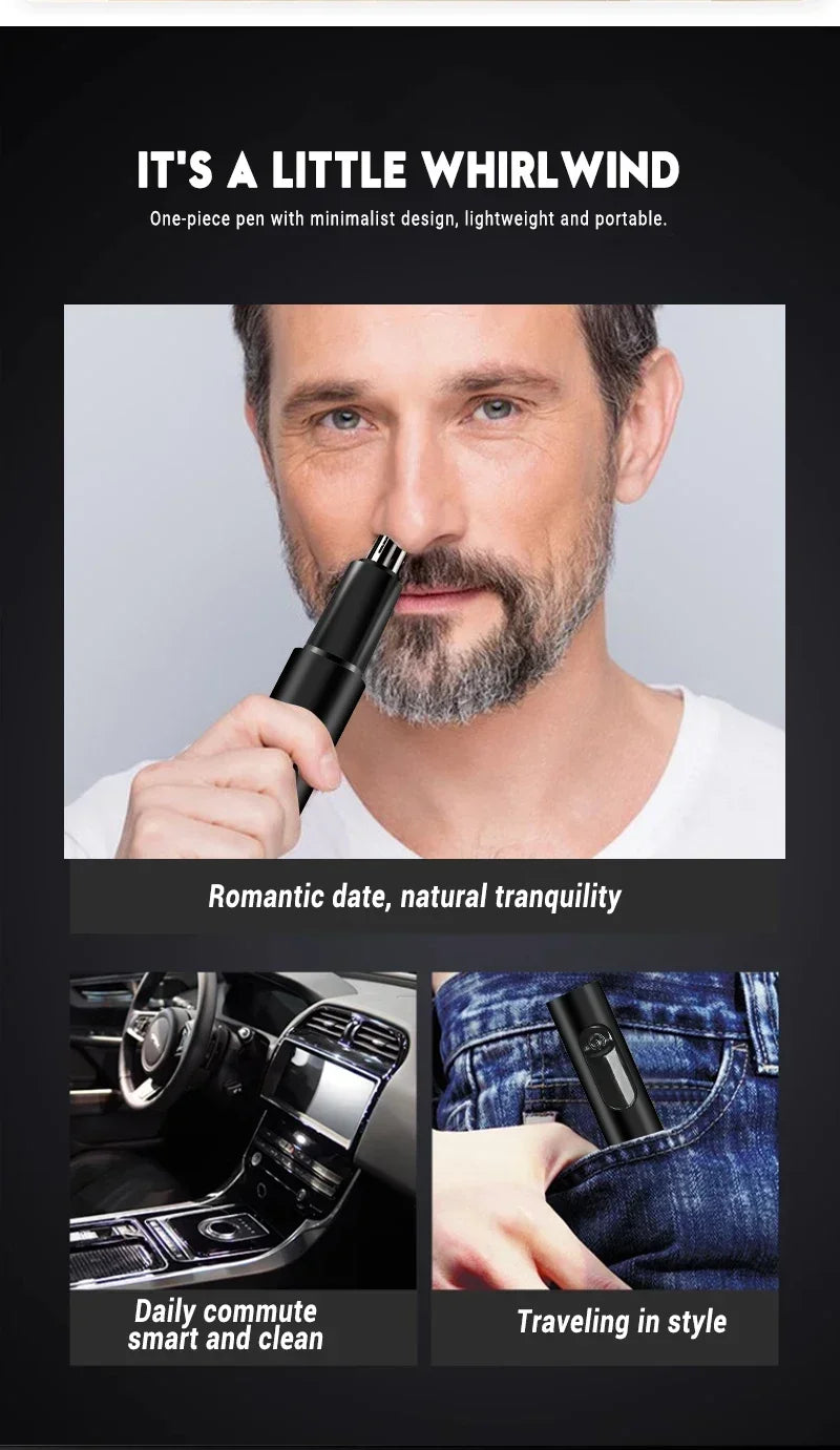 Mini Electric Nose Hair Clipper Rechargeable Multi-kinetic Shaving 2-in-1Unisex Fully Automatic Washable Shaving Nose Trimmer