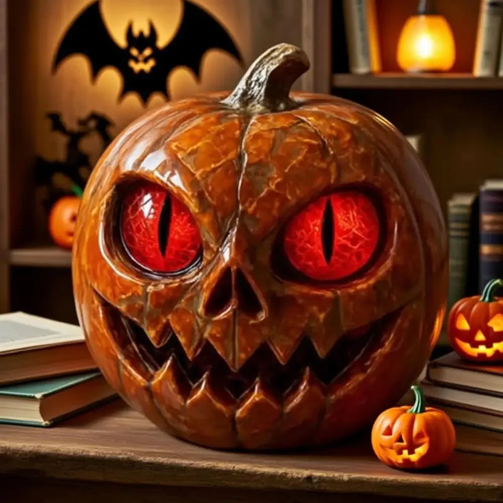 Halloween  Red-Eyed Pumpkin Figurines Desk Ornament Horror Figurines For  Dining Table Showcase Bookshelf Desktop Party gift