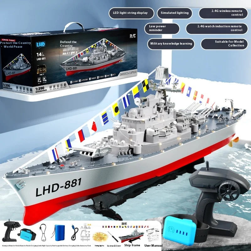 High-Speed Electric Remote Control Boat Speedboat Simulation Warship Oversized Model Launching Adult Children'S Toy Warship.