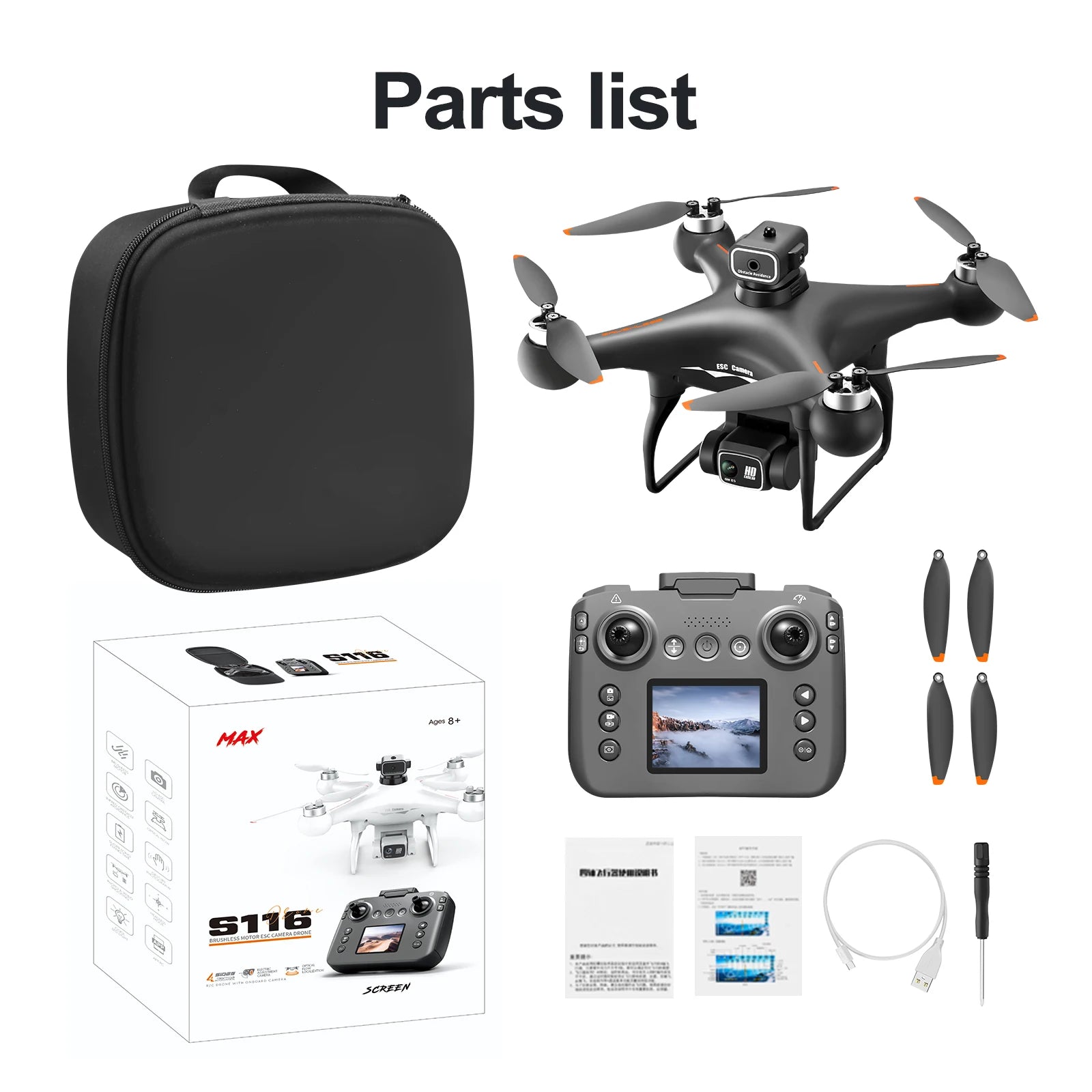 New S116 MAX Professional Screen-Controlled Drone HD Camera WIFI FPV Brushless Aerial photography Obstacle Avoidance Quadcopters