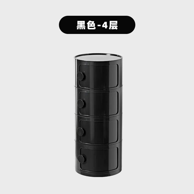 Household Nordic Bedside Table with Handle Portable Creative Round Storage Cabinet Bedroom Multi-Layer Modern Simple Plastic Sid