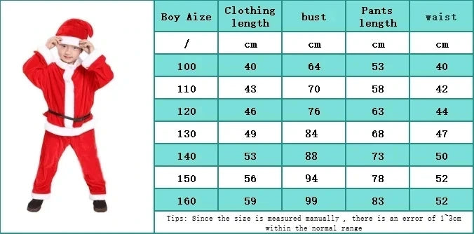 2025 Children's Christmas Costumes, Cosplay Costume Set for Santa Claus Boys and Girls, Classic Red Fashion Costumes, Baby and T
