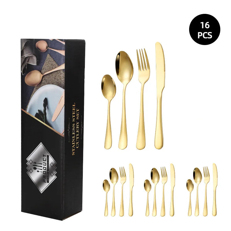 Stainl Steel Western Dining Utensils Set 24-Piece Set Steak Knife Fork Spoon Dinnerware Set Korean Sle Children's Cutler...