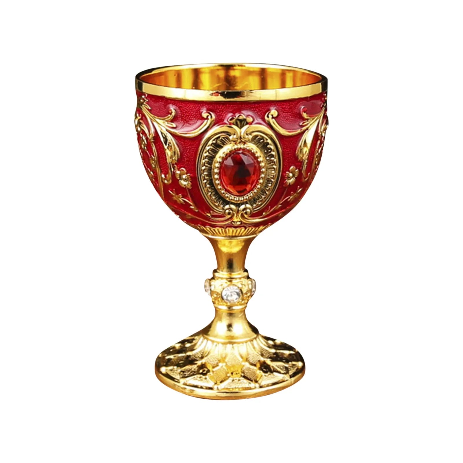 Delicate Drink Cup Retro Metal Diamond-encrusted Wine Glass European Style  Whiskey Glass Anti-break Chalice Gift