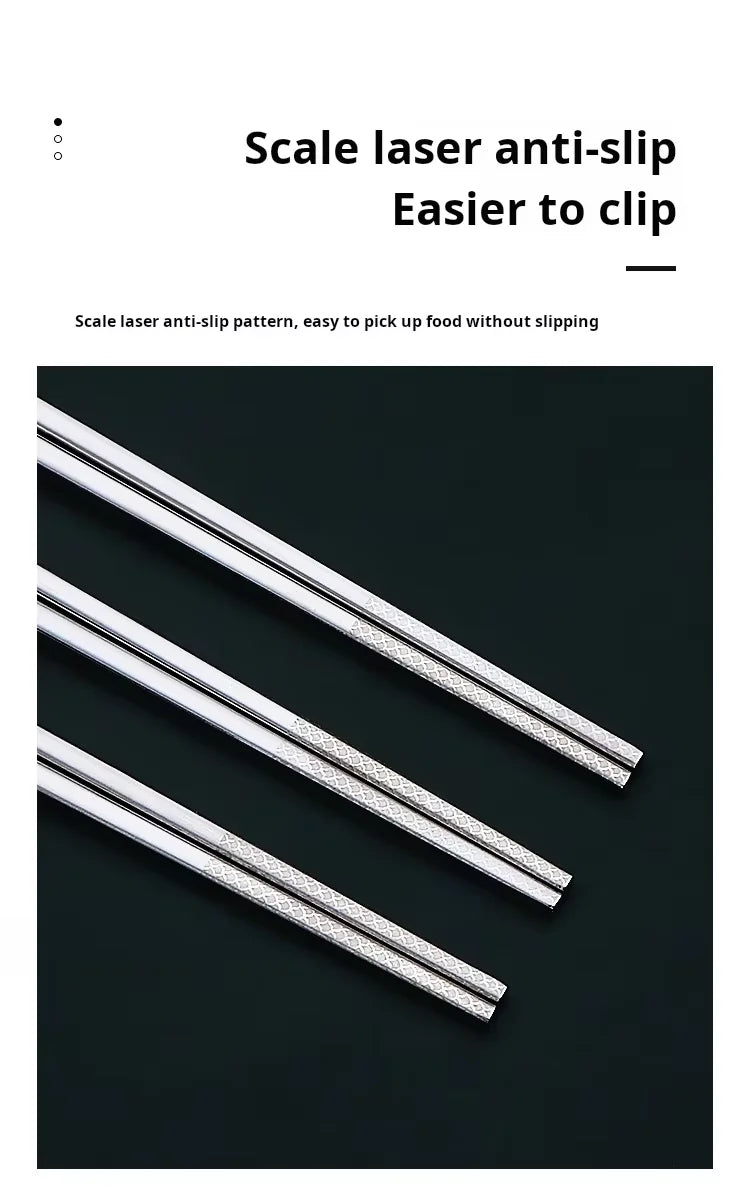 Traditional Chinese Style Color Printed Titanium-plated 316L Stainless Steel Chopsticks Non-Slip Anti-Mold Household Tableware
