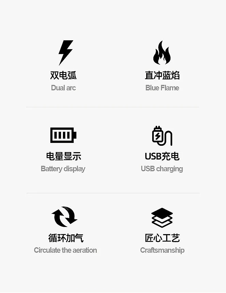 Gas-Electric Dual-Purpose Lighter Windproof Jet Lighter Double-Arc Cigarette Lighter Foldable Gun-Type Lighter Men'S Gadget Gift