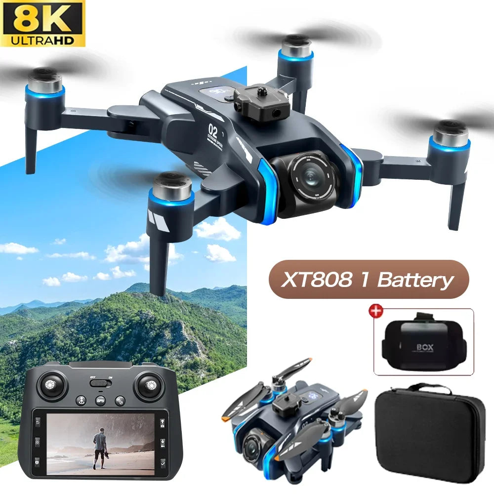 XT808 Screen Display Drones 5G Optical Flow GPS Folding With WIFI Transmission 8K HD Professional Aerial Camera Quadcopters Toys