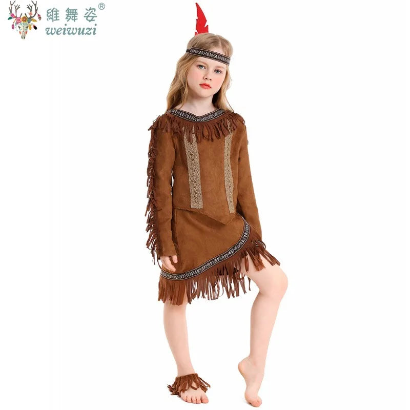 Halloween Children's Day Savages Indigenous Peoples Hunter Indian Chiefs Primitive Savages Role-playing Girls Indigenous Costume