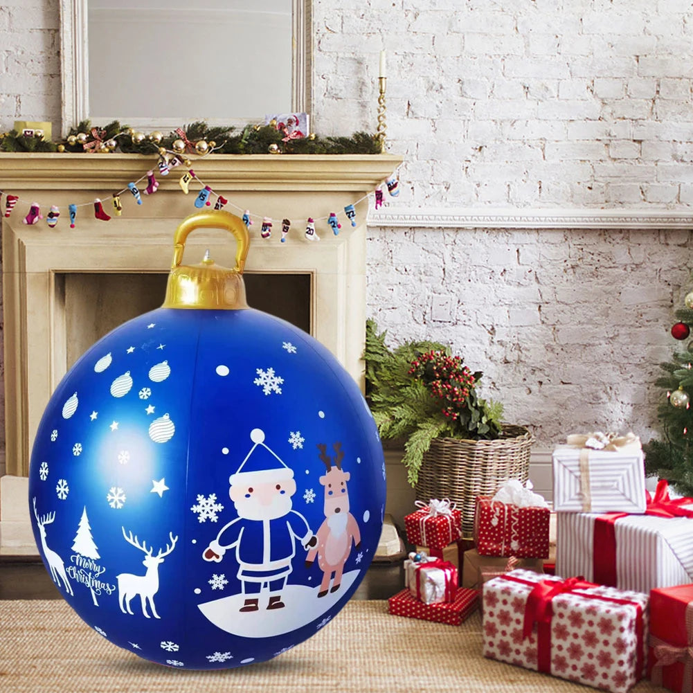 60CM Xmas Decorative Ball Colorful Christmas Inflatable Ball Large Versatile Porch Courtyard Ornaments