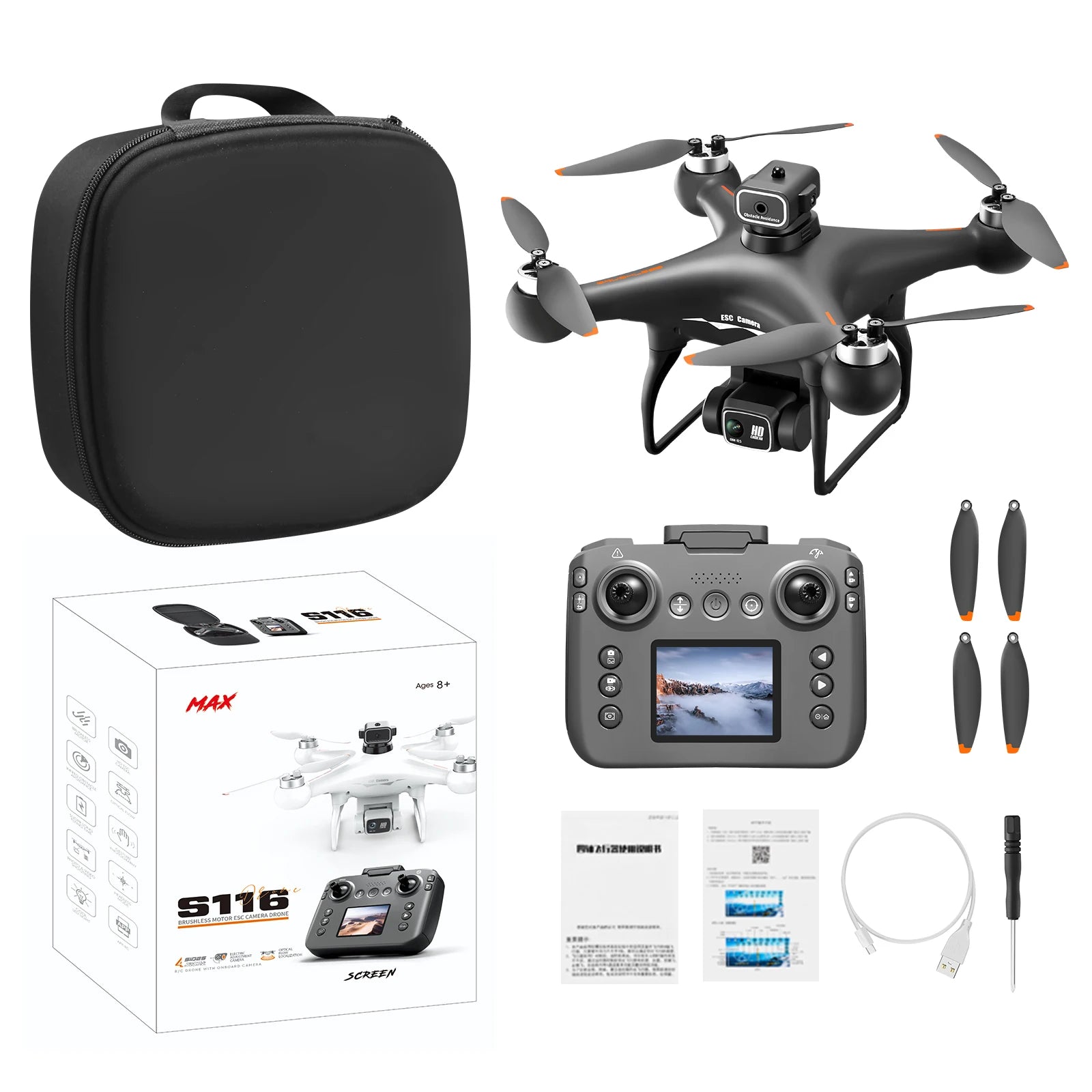 New S116 MAX Professional Screen-Controlled Drone HD Camera WIFI FPV Brushless Aerial photography Obstacle Avoidance Quadcopters