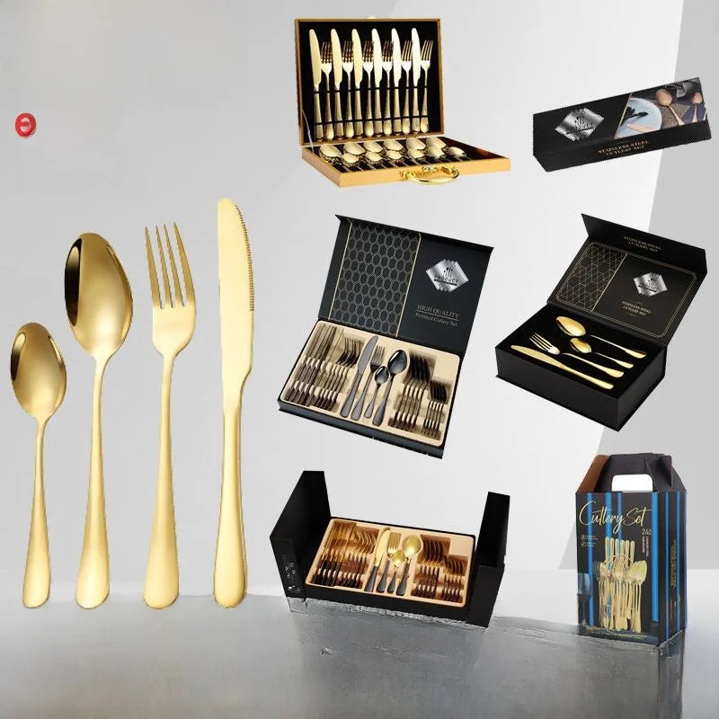 Stainl Steel Western Dining Utensils Set 24-Piece Set Steak Knife Fork Spoon Dinnerware Set Korean Sle Children's Cutler...
