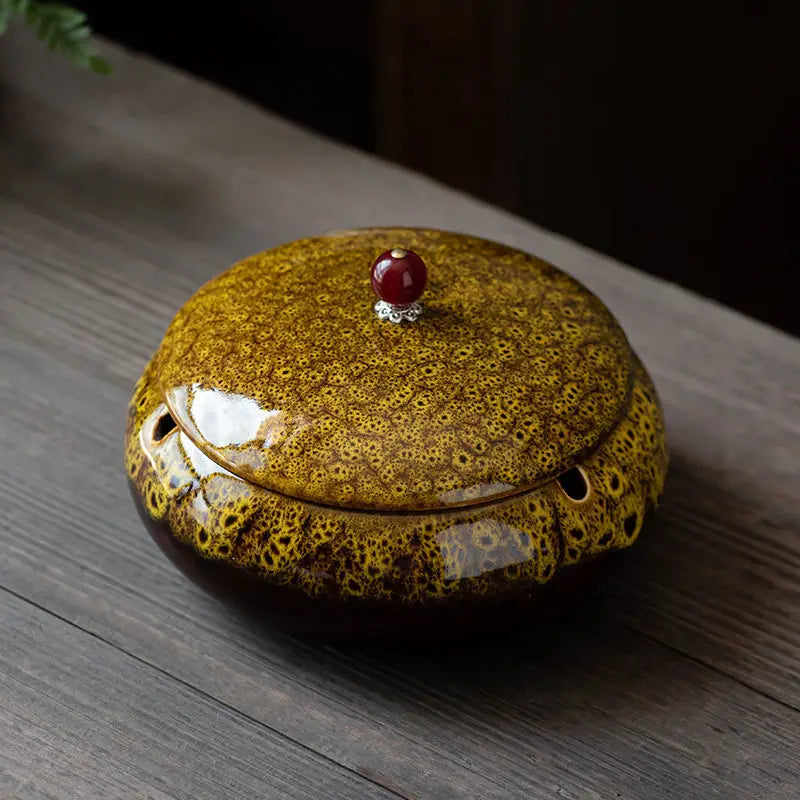 Retro Ceramic  Ashtray Tray Coffee Shop  Desktop Creative Ornaments Living Room TV Cabinet  Ashtrays with Lid Home Decoration