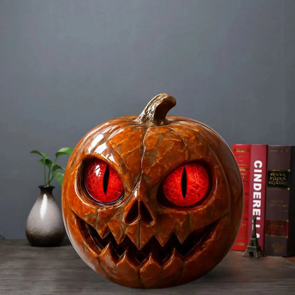 Halloween  Red-Eyed Pumpkin Figurines Desk Ornament Horror Figurines For  Dining Table Showcase Bookshelf Desktop Party gift