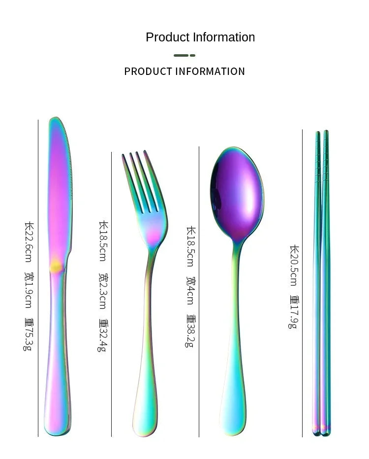8 Pieces Cutlery Set, Stainless Steel Western Tableware, Classic Dinner Set, Knife, Fork, Straw, Restaurant Dining Dinnerware