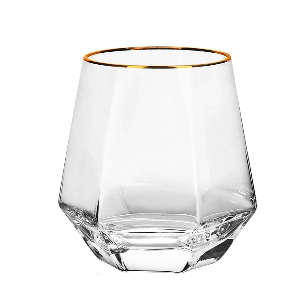11OZ 320ml Glass Drinking Whiskey Cup Household Hexagonal Glass Diamond Shaped Geometric Juice Beer Cups Home Luxury Drinkware