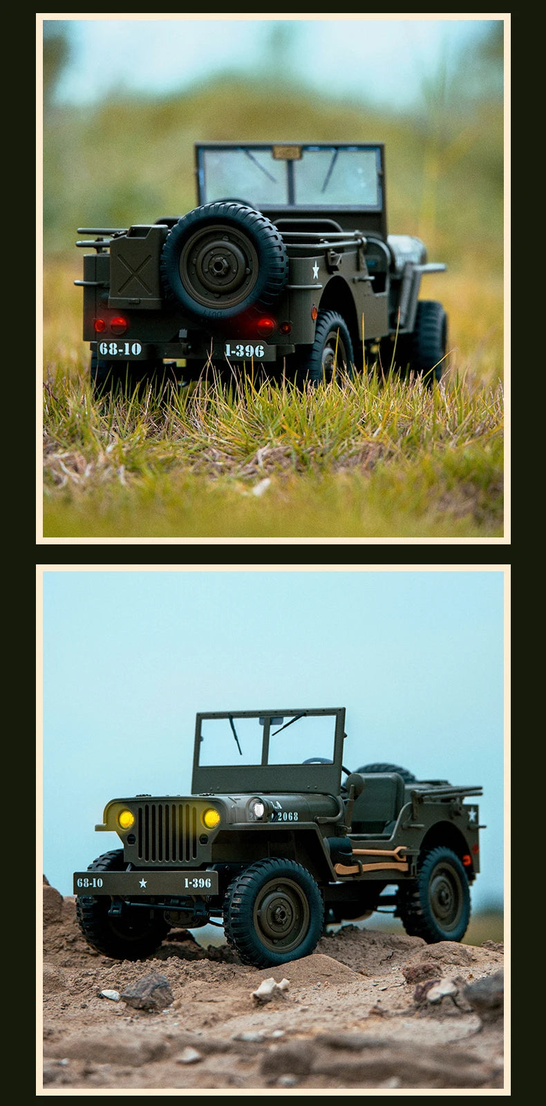 C8815 1/10 WILLYS 2.4G Rc Car 1941 4WD RTR Crawler Climbing Scale Military Truck Offroad Vehicle Adult Toys Gift For Kids