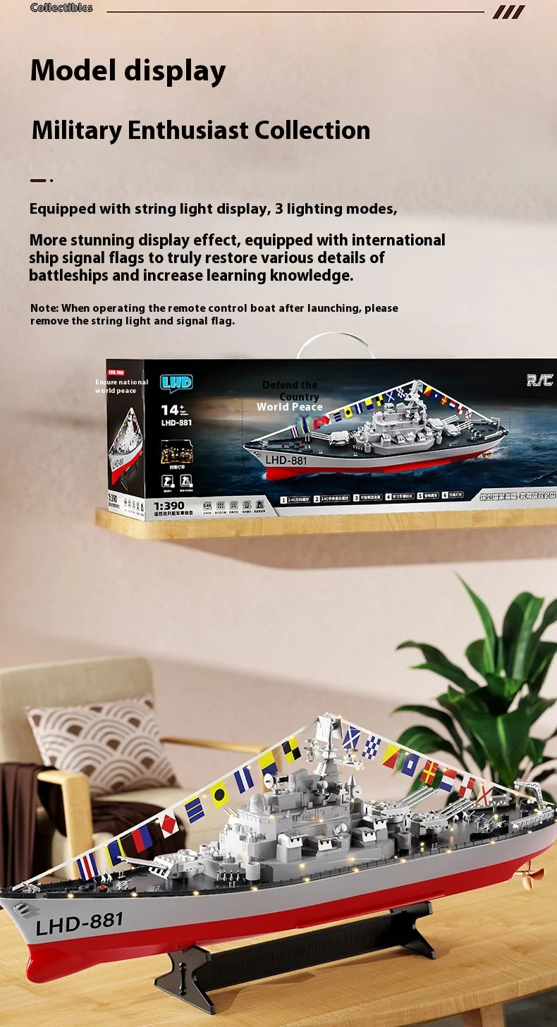High-Speed Electric Remote Control Boat Speedboat Simulation Warship Oversized Model Launching Adult Children'S Toy Warship.