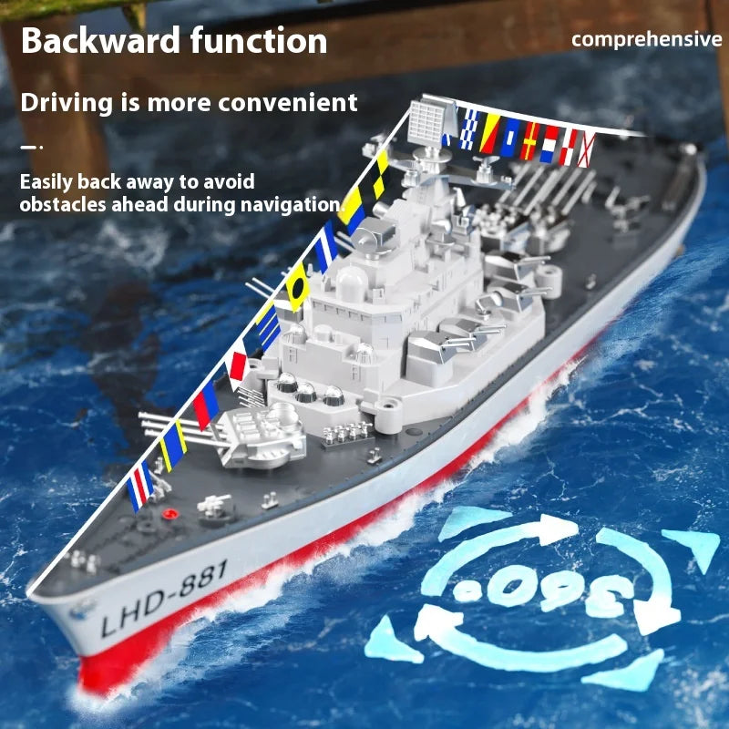 High-Speed Electric Remote Control Boat Speedboat Simulation Warship Oversized Model Launching Adult Children'S Toy Warship.