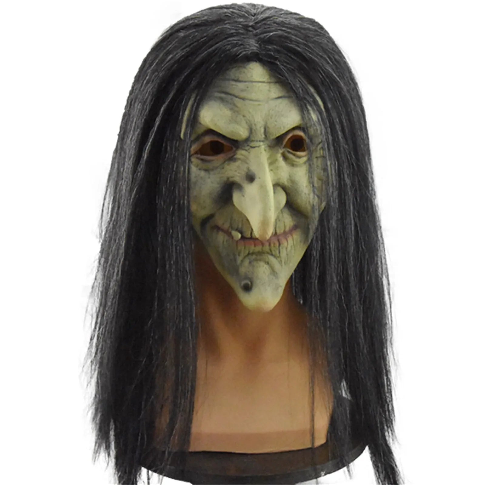 Halloween Old Witch Mask Latex Material Masquerade Grandma Face Wig Party Costume Role Play Mask Ghost Adult Horror Mask