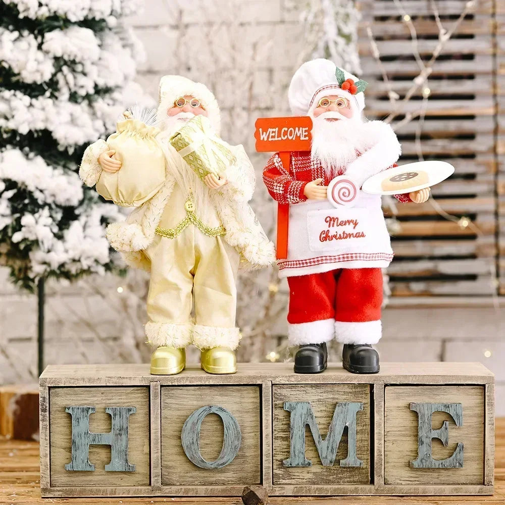 1~4PCS 2025 Christmas Decoration for Home Santa Claus Plush Doll 30cm Navidad Party Decor Xmas Ornaments New Year Gift