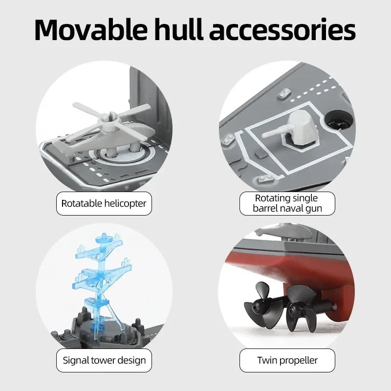 Mini Boat Remote Control Warship 2.4ghz Double Propeller Radio-control Aircraft Carrier Simulated Model Toys Kids Gift