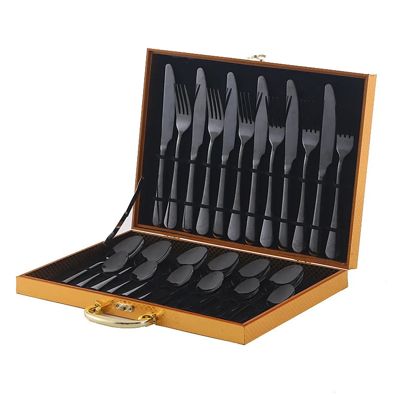 Stainl Steel Western Dining Utensils Set 24-Piece Set Steak Knife Fork Spoon Dinnerware Set Korean Sle Children's Cutler...