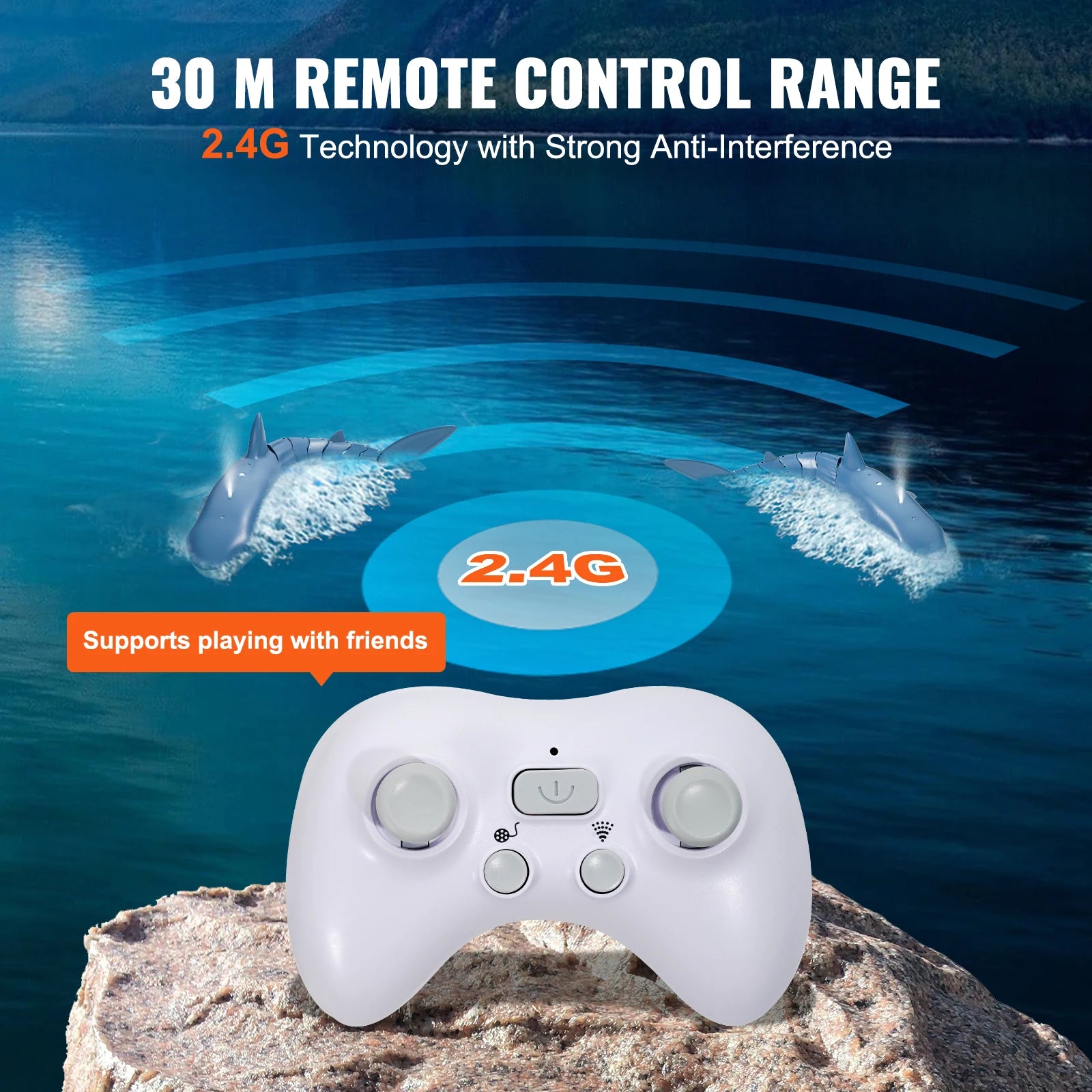 SucceBuy Intelligent RC Shark Whale Water Spray Toy Remote Control Ship Submarine Robot Fish Electrical Fish Toys for Children