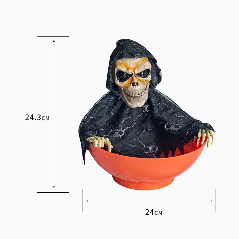 Halloween Electric Ghost Prop Animated Motion Sensor Light Up Sound Head Stretch Swing Party Decoration Haunted House Decor