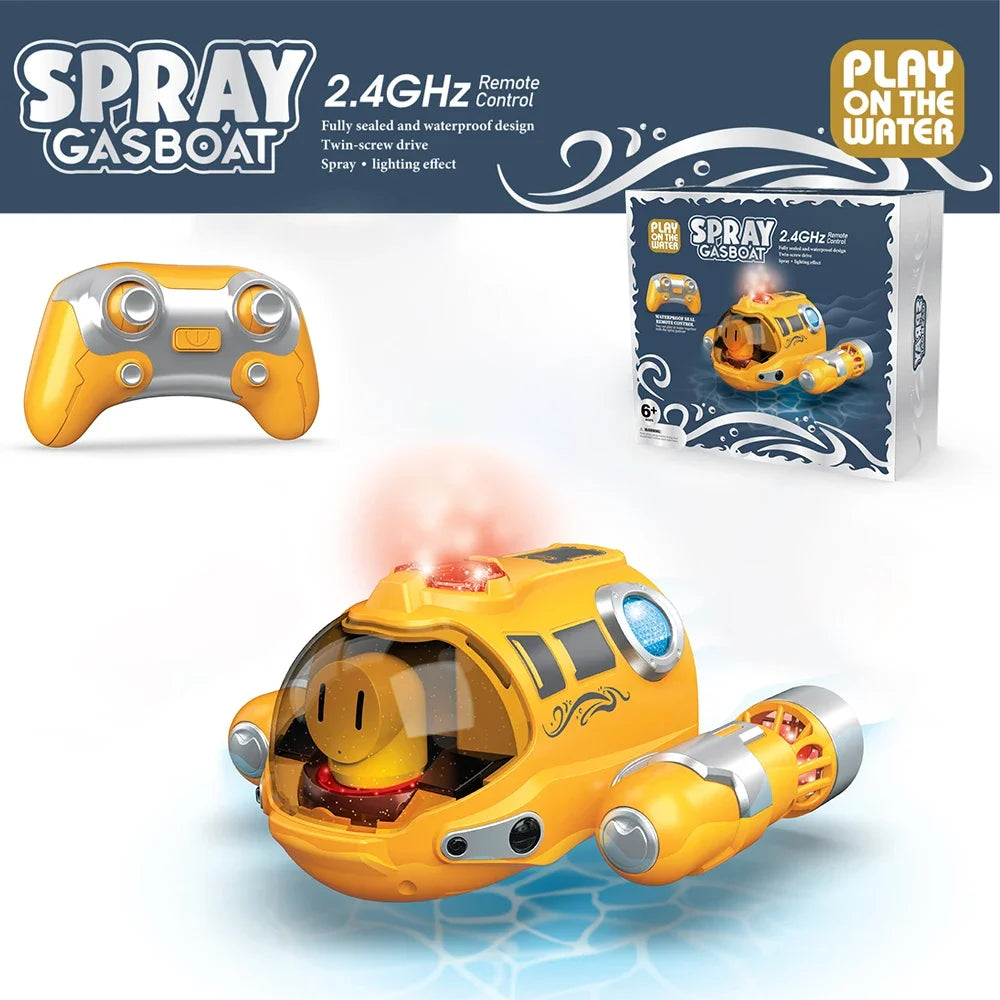 RC Boat Remote Control Boats Spray Powerboat Twin Propeller 2.4G Radio Controlled Ship with Lights Toys for Boys Girl Kids Gifts
