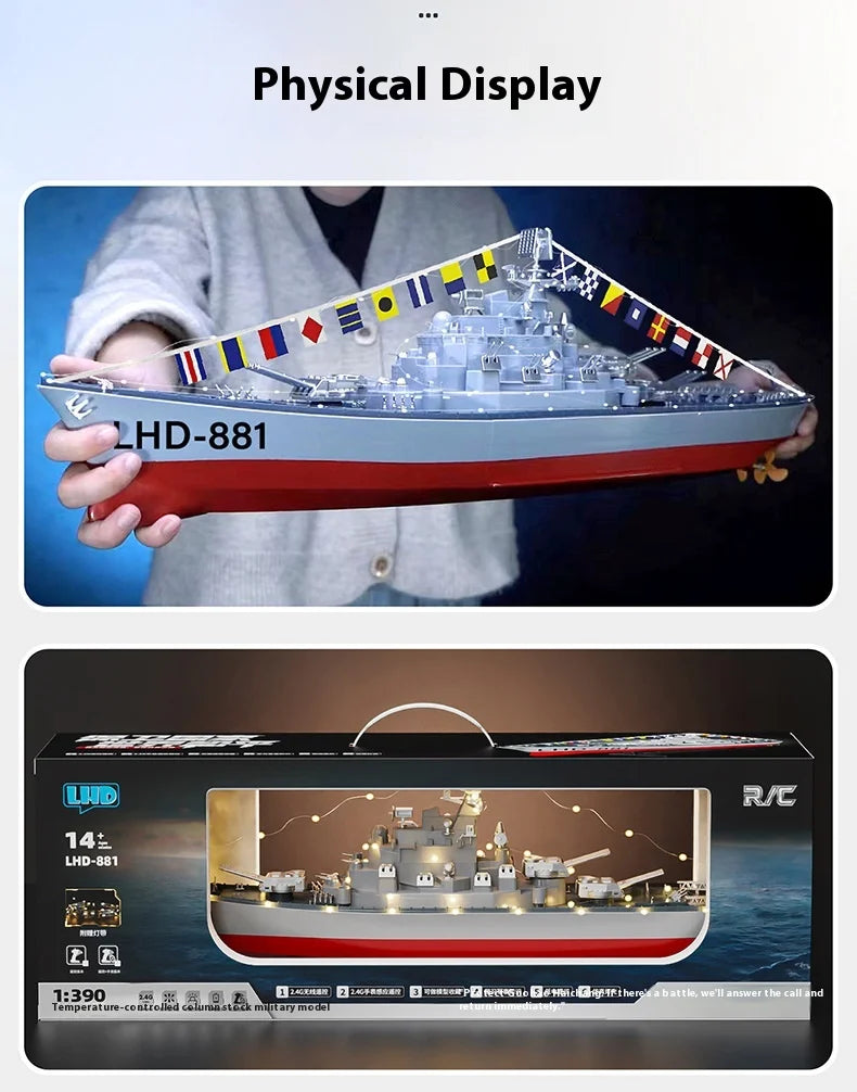 High-Speed Electric Remote Control Boat Speedboat Simulation Warship Oversized Model Launching Adult Children'S Toy Warship.