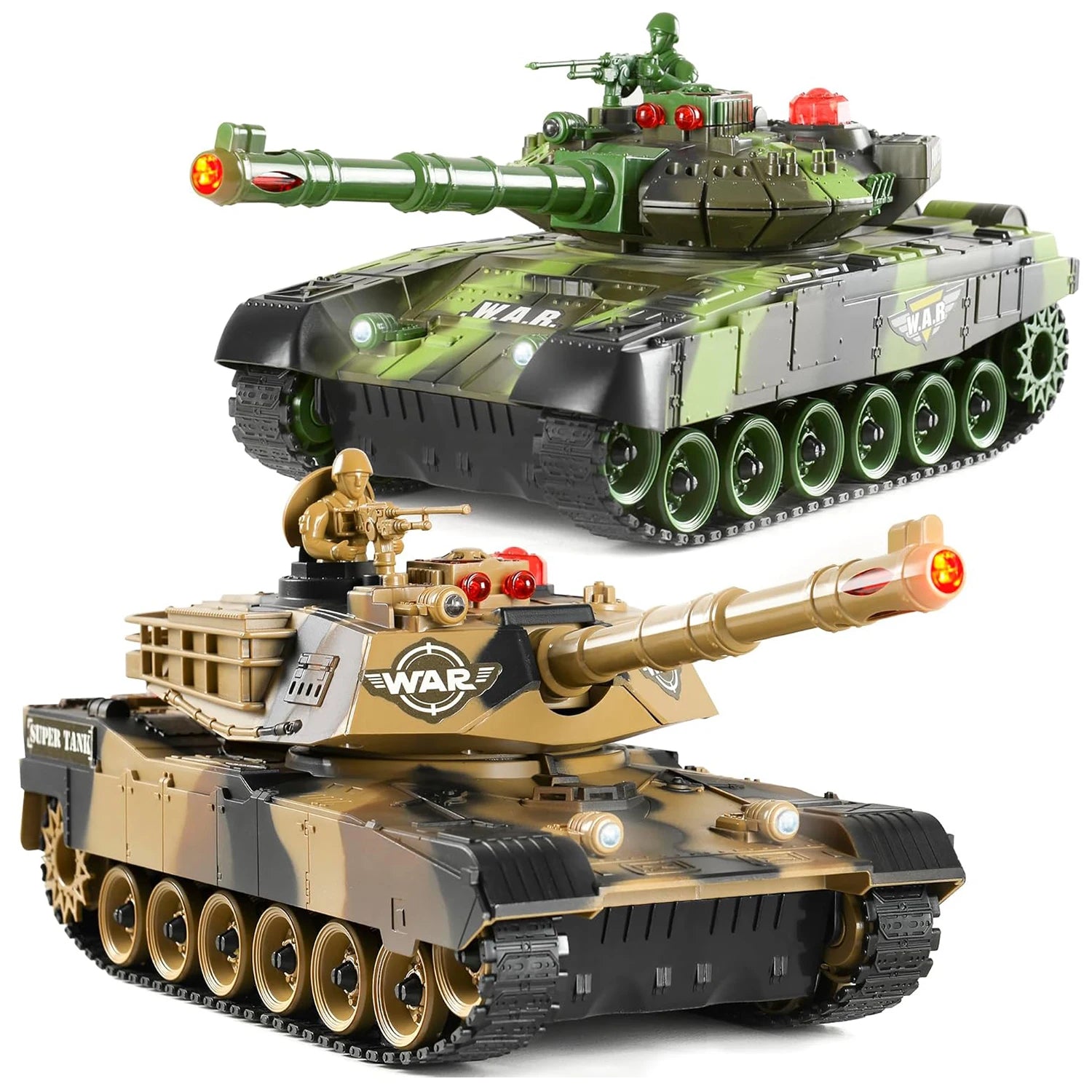 2 PACK RC tanks 2.4G Fighting Battle Tanks with LED Life Indicators Realistic Sounds Remote Control Boy Toys For Kids Children