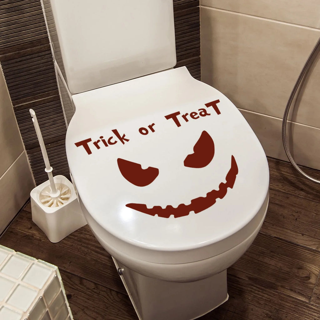 Halloween Evil Expression Sticker Bathroom Horror Toilet Sticker Wall Stickers Festival Atmosphere Decorative Props