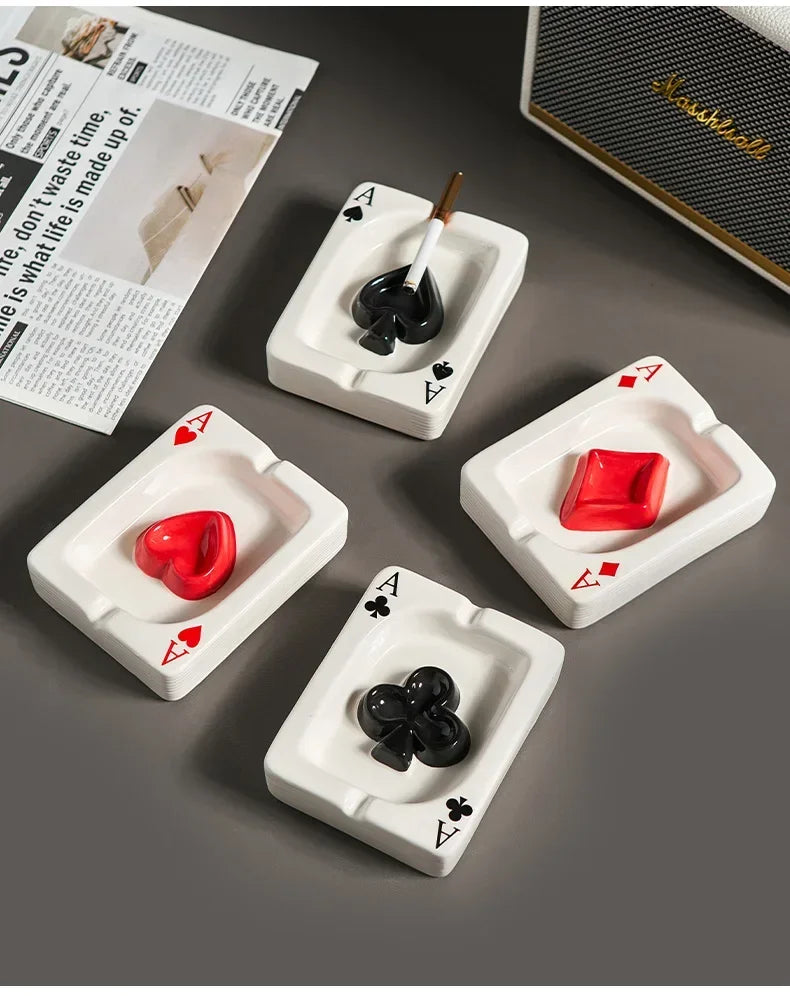 Creative Playing Card Ashtray Home Decor Modern Style Living Room Table Ornaments Simple Smoking Accessories Decorative Ash Tray